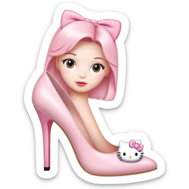 Light pink high heels hello kitty sticker