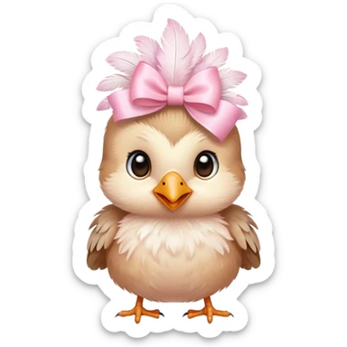 Cute Baby bird with a light pink bow sticker