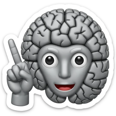 Brain flashing a peace sign sticker