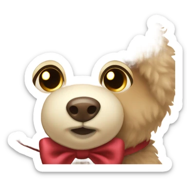 beige fluffy cute teddy bear with brown bow🧸 sticker