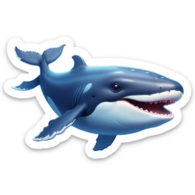 Cinematic Comical Humpback Whale Portrait Emoji, Head tilted dramatically with an exaggeratedly shocked expression, featuring a massive yet graceful body with wide, comically expressive eyes full of playful disbelief and animated pectoral fins, Simplified yet hilariously expressive features, highly detailed, glowing with a slightly sassy oceanic glow, high shine, dramatic yet playful, stylized with an air of cheeky marine mischief, soft glowing outline, capturing the essence of a meme-worthy humpback whale that looks ready to make waves with its hilariously dramatic antics! sticker