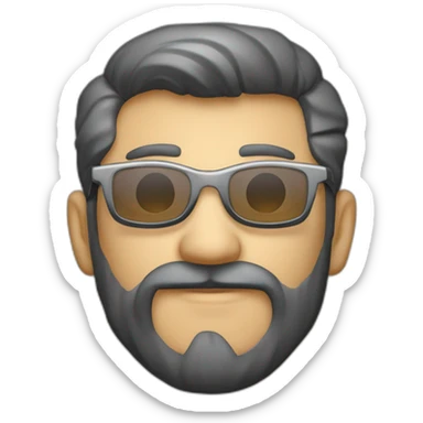 hombre calvo con barba corta blanca y gafas metálicas sticker