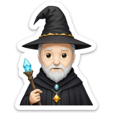old wizard with black robe and wizard hat cracked skin sticker