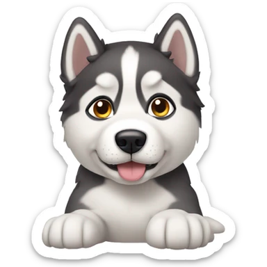 Husky puppy melting like the melting emoji 🫠 sticker