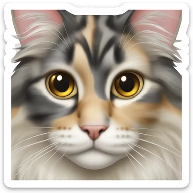 Head of Maine coon dilute Calico half face color sticker
