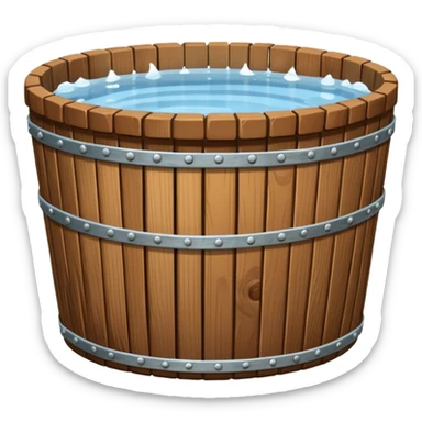 oaken tub ribbed with metal strips, for bathing sticker