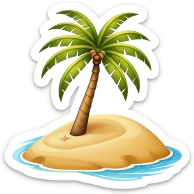 a beach with a palm tree sticker