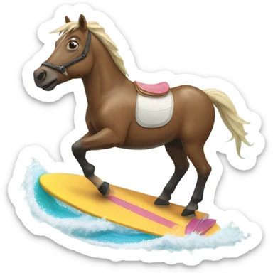 Horse on a surf board sticker