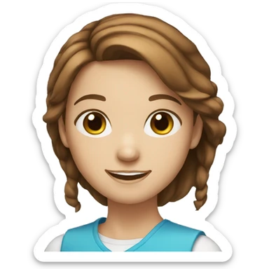 smiling girl with brown hair blue eyes sticker