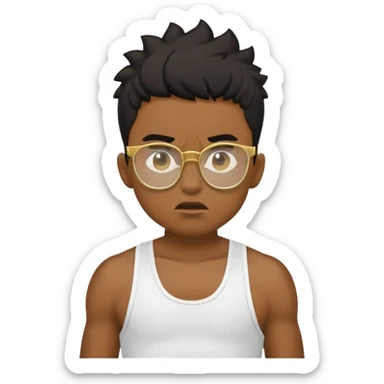 black boy in stringer with gold glasses frustrated pulling hair sticker