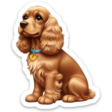 brown angel wing cocker spaniel. Dog sits show the whole body. sticker