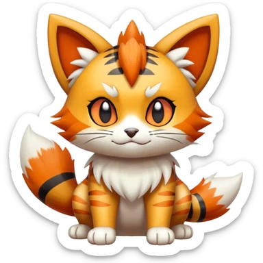 Shiny Cute Adorable Meowth-Litten-Littleo-Growlithe-Hybrid-Creature with pattern-markings sticker
