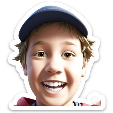 smiling boy in a hat sticker