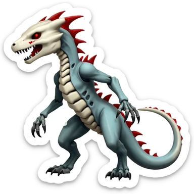 Shiny White Evil Glowing Eldritch Skeletal Creepy Edgy Badass Cool Marowak-Salandit-Duskull-Darkdramon-fusion with bloody red markings sticker