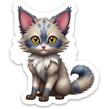 Colorful exotic Fantasy-Ragdoll-Fakémon-Lykoi-feline-hybrid (full body) sticker