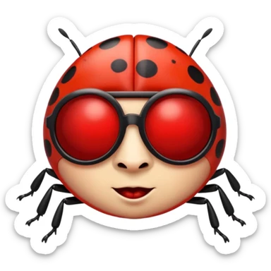 an evil ladybug with dark sunglasses  sticker