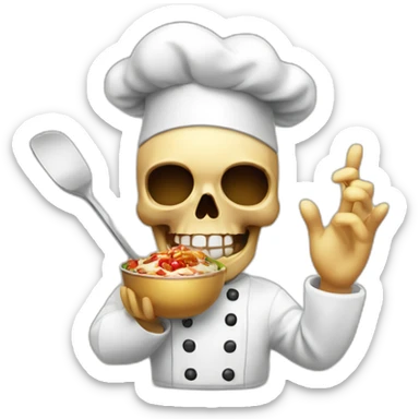 skull chef blowing a kiss heart sticker