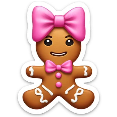 Gingerbread with pink bow sticker