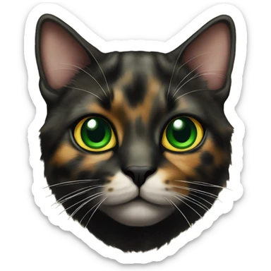 tortoiseshell  Cat with green eyes, nose black  sticker