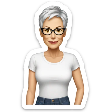 jamie lee curtis wearing tee sticker