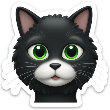 Black cat with green eyes and white near the mouth  sticker