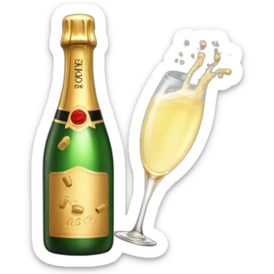 champagne Bottle with Popping Cork sticker