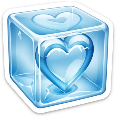ice heart in cube ice sticker