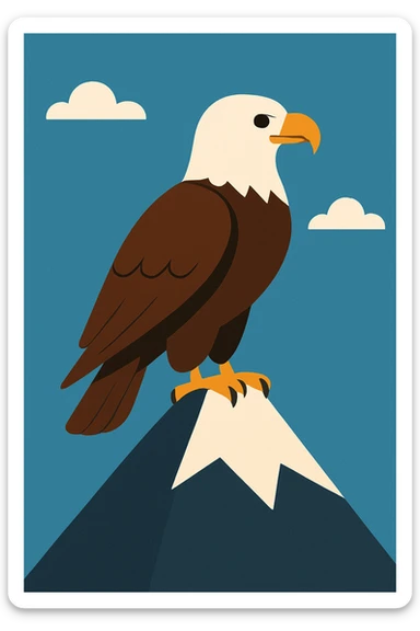 Flat design style eagle in the peak sticker