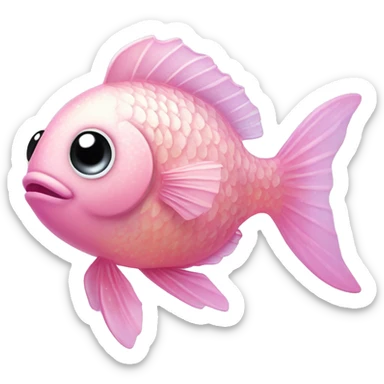 Fish "A pastel pink fish with glowing, translucent scales, sparkling fins, and tiny bubbles filled with glitter floating around it." sticker