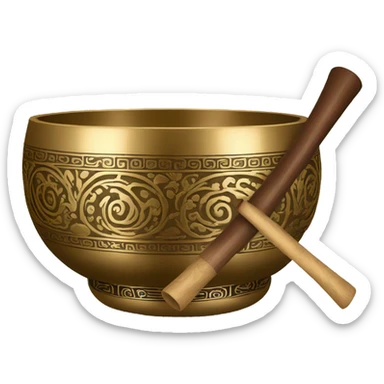 ornate Tibetan Singing bowl with stick sticker
