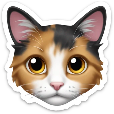 Long hair calico girly cat sticker