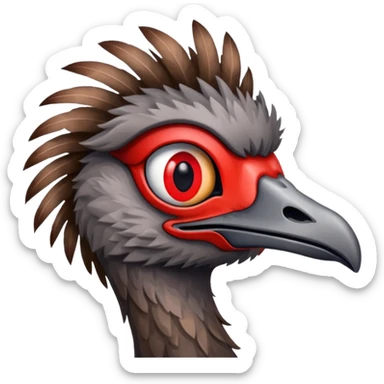 Emu head and neck with red eyes sticker