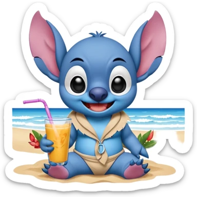 Stitch realista en la playa sticker