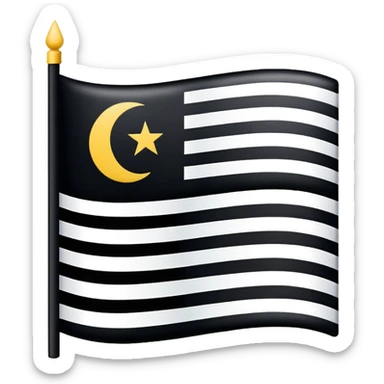 A simple flag with three black horizontal lines and three white horizontal lines, no stars and no moon sticker