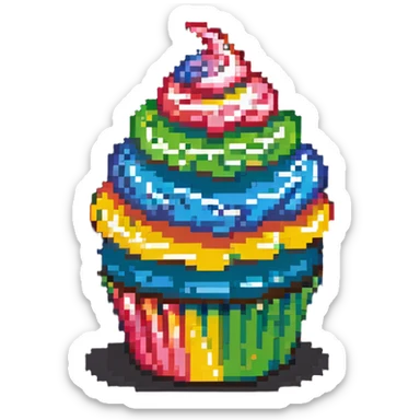 cupcake with rainbow swirl icing sticker