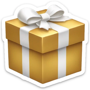 Golden gift box with white cute bow  sticker