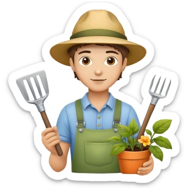 young white gardener sticker