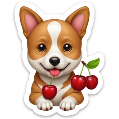 dog with cherries sticker