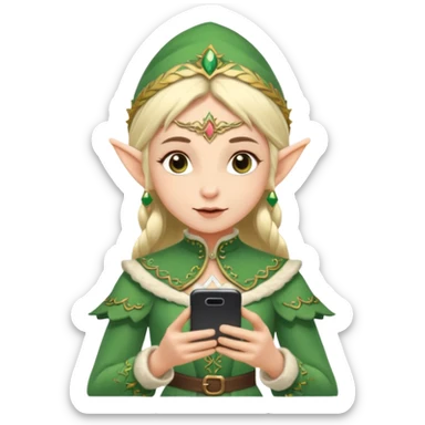 elf with russia custome dress and smartphone sticker