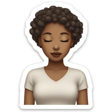 Neutral neutral shade girl with dark brown curly hair sleeping, juicy lips  sticker