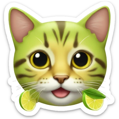Gatito con disfraz de limón  sticker