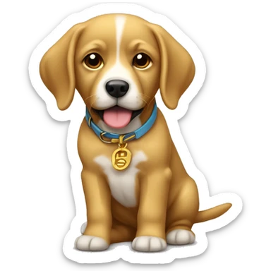 Un cachorro de golden con un lazo  sticker