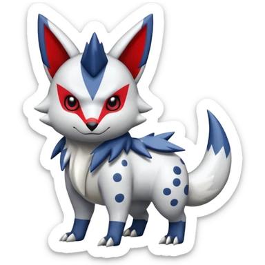 Marked patterned spotted striped zigzagged Zangoose-Absol-Pachirisu-fusion sticker
