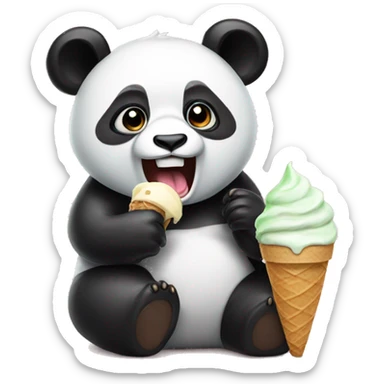 Panda eating ice cream sticker