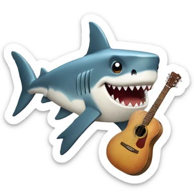 Shark w gituar  sticker