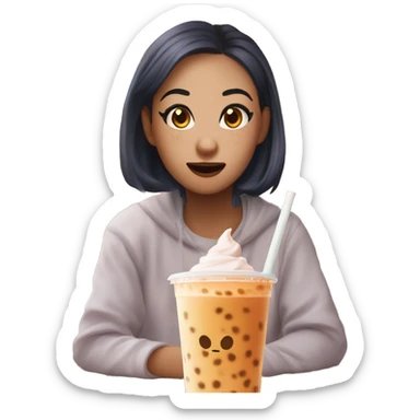 Bubble tea 🧋gossping rumours surprised facial reaction 👀😮 sticker