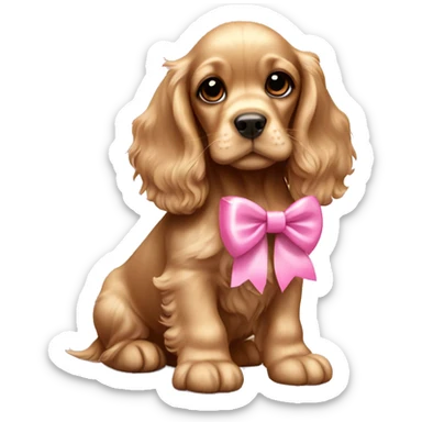 cocker spaniel puppy with a pink bow sticker