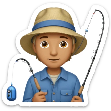 a man with a fishing rod sticker