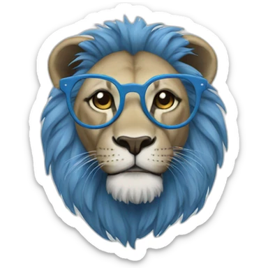 blue lion with glasses sticker