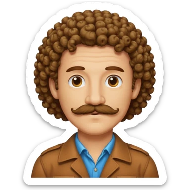 70s 80s men with curly hair style  sticker
